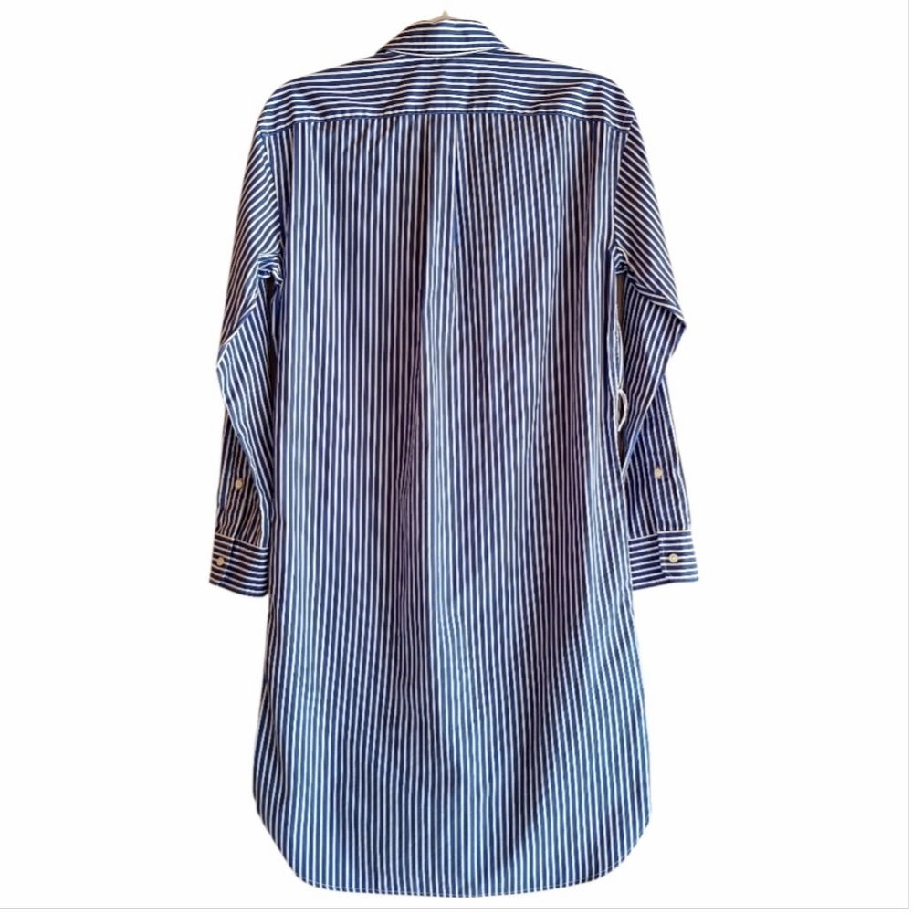 POLO RALPH LAUREN Women's Shirt Dress Blue White Stripes Cotton Size 2 - Picture 2 of 5
